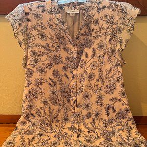 Calvin Klein light pink and black floral top